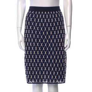 Tory Burch Navy/White Knee Length Skirt - 2
